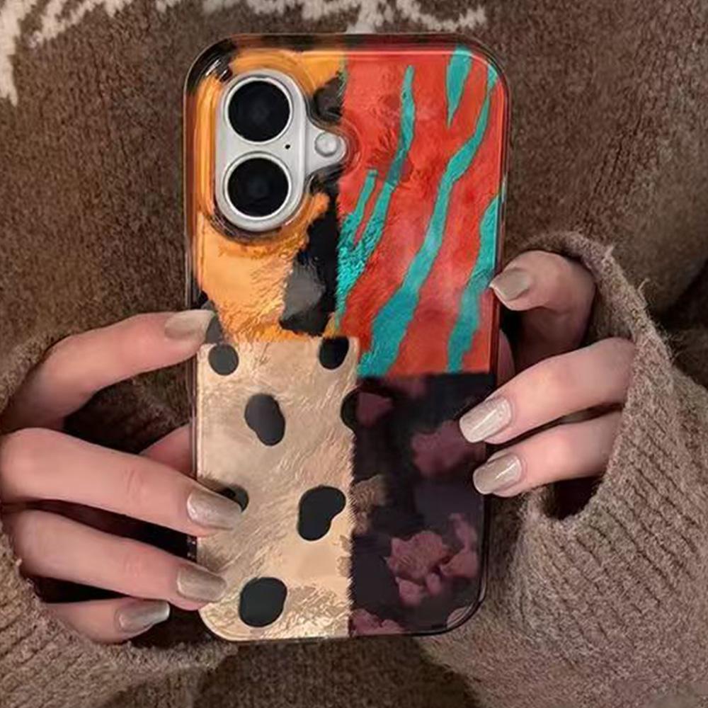 

Retro Leopard Pattern Stitching Phone Case For iPhone 17 16 Pro Max 15 14 13 12 11 16 Plus 16E 17 Air 17 Shockproof Bumper Cover iPhone 15