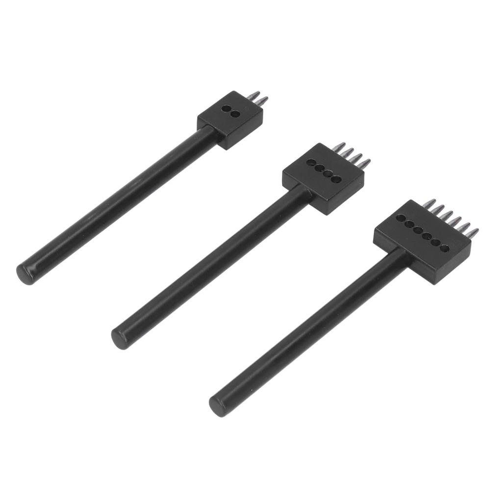3Pcs Prong Punch Tool Set Various Sizes Professional Design Anti Rust High Hardness DIY Leather Row