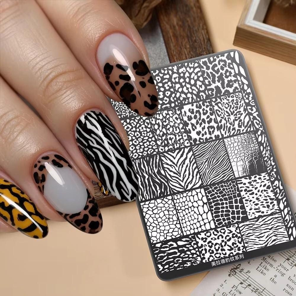 Leopard Print Nail Art Template 14.5cm DIY Manicure Tools Reusable Nail Stamping Plate