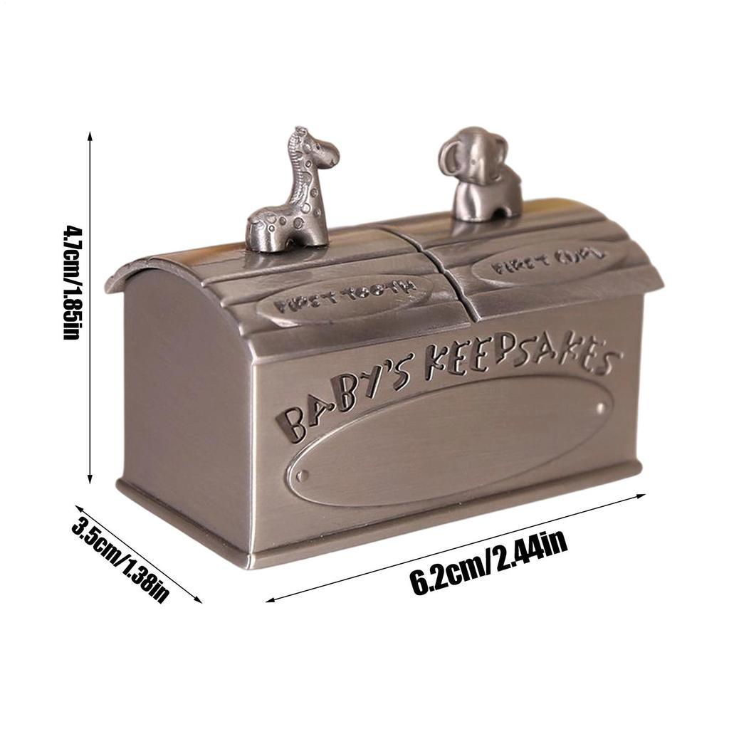 Baby Tooth Keepsake Box Animal Design Zinc Alloy Teeth Box For Kids Elegant Memory Tin For Children Toddler Girls Baby Kid