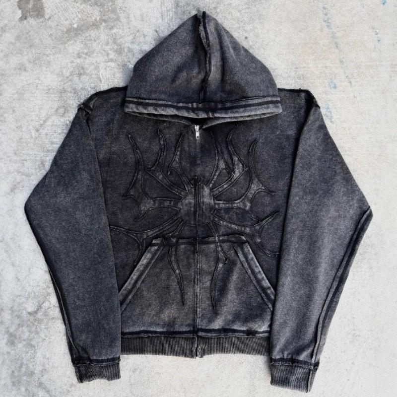 Millennium Ghost Jeans High Street Spider Embroidery Streetwear Gothic Oversized Baggy