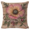 Spring Pink Flower Linen Printed Pillowcase, Nordic Festival Decoration, Simple Living Room Cushion