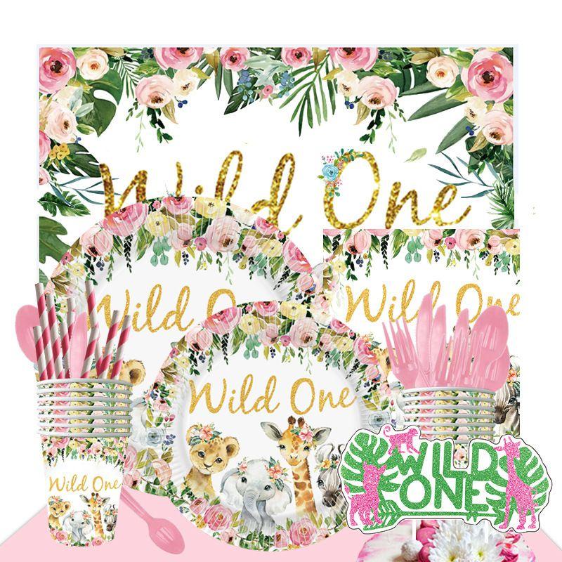 One Wild Animal World Birthday Party Supplies Decor Birthday Banner Topper Cake