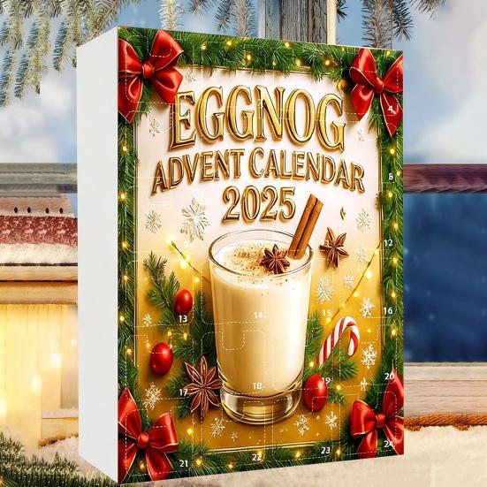 Eggelikør Adventskalender 24 Akryl 2D Eggelikørpynt Nedtelling til Jul Kalender for Festlig Hjemmedekor Julegave