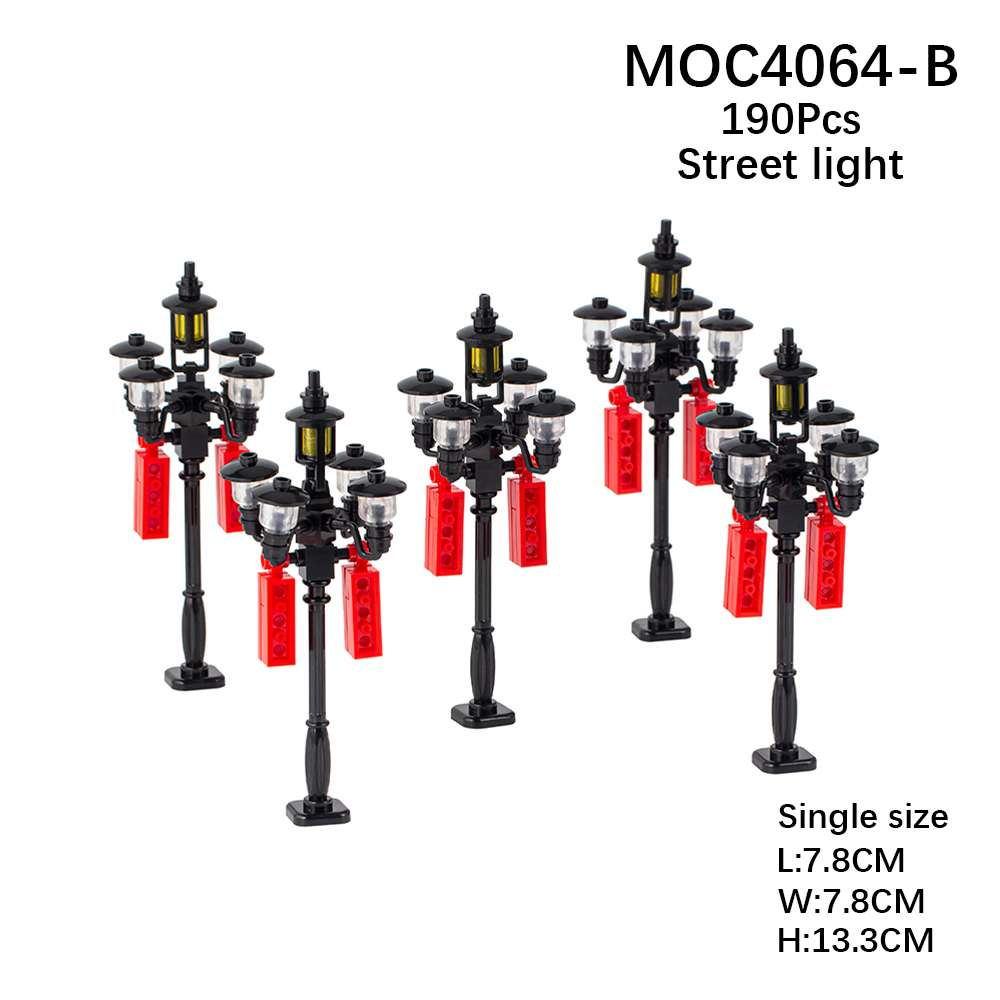 MOC DIY Accessori Parti Piastra Scena Città Blocchi da Costruzione Tronco d'Albero Recinzione Ringhiera Lampione Stradale Semaforo Base Giocattolo A037