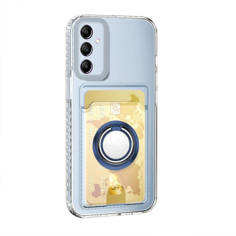 

Transparent Card Slot Wallet Silicone Case For Samsung S24 Ultra S24+ Plus Magnetic Ring Holder Cover For Galaxy A55 A35 A25 A15 for samsung S24