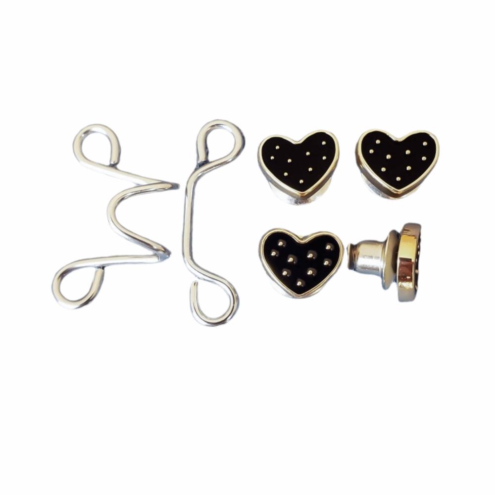Nail-Free Adjustable Tightener Waist Buckle Removable Jeans Waist Cincher Clip  Pants Clips Black Heart