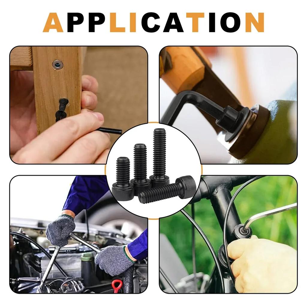 VKKM 144-Piece M5/M6 Hex Socket Screw Set, 10.9 Grade Alloy Steel – Essential for Mechanical and Furniture Fastening