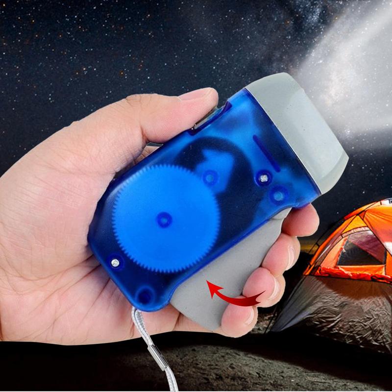 LED Dynamos Wind Up Flashlight Hand-pressing Crank No Battery Torch Camping Lamp Light For Outdoor Home Blue Red
