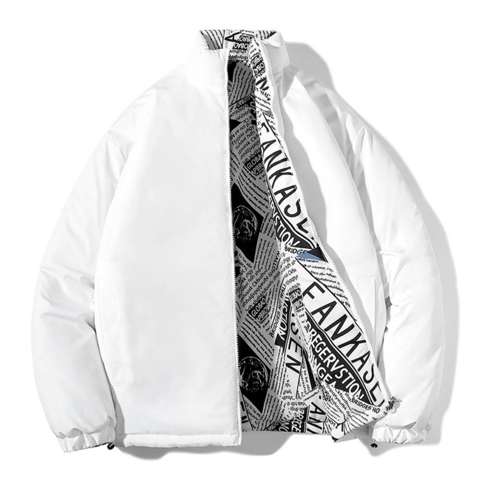 cotton-padded coat men's thickened winter coat stand-up collar trendy brand splicing versatile leather cotton-padded jacket handsome student