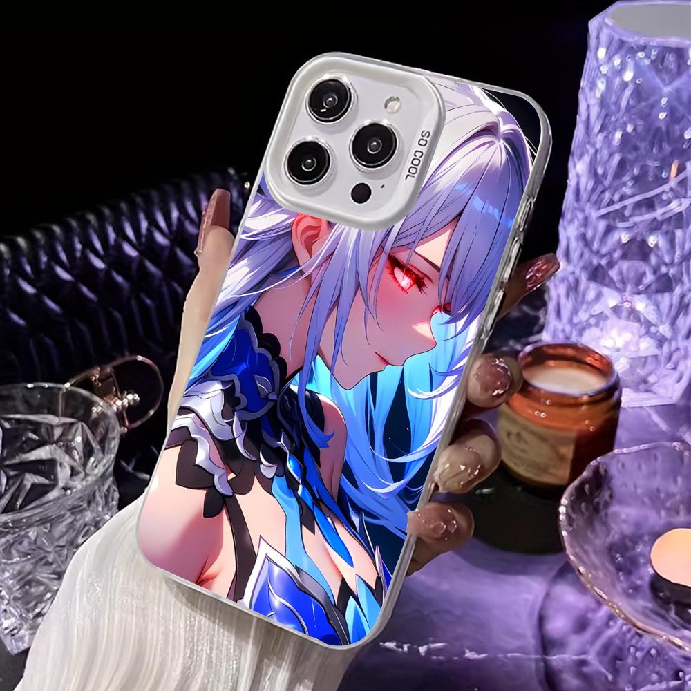 HSR Jingliu White Translucent Mobile Phone Case for iPhone 17 16 15 14 13 12 11 X XR XS Air Pro Max Plus Colorful Cover