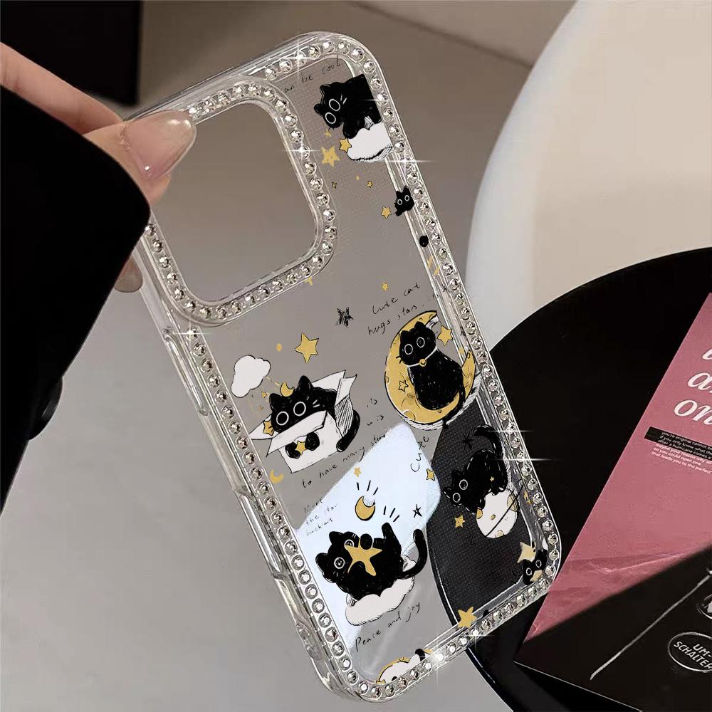 Bracelet Chain Phone Case For iPhone 17 16 15 13 14 for 17Air 17 12 14 16 Pro 17 14 16 Pro Max Sparking Diamond Cute Pattern Hard Cover With Lanyard