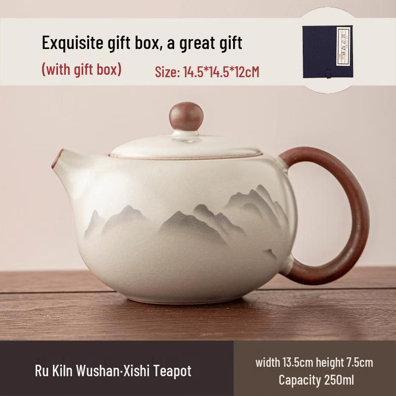 Ru Kiln Ink Mountain Ceramic Tea Set