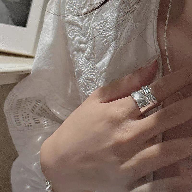 Xiaomi 925 Sterling Silver Rings for Women Couple Minimalist Handmade Simple Wide Ring Fine Jewelry Gift Prevent Allergy