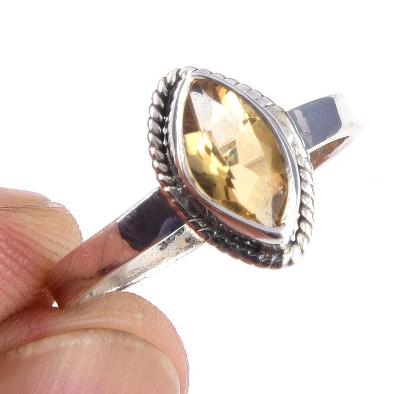 

Natural Citrine Gemstone Handmade 925 Solid Sterling Silver Ring Size 8 Z7S70