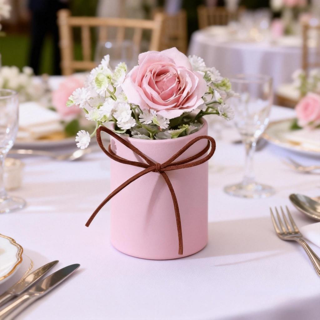 7 Round Flower-Themed Gift Boxes | Elegant Pink Paper Tubes | Includes Cardboard Decorative Clasps | No Assembly Required | Exquisite Gift Packaging