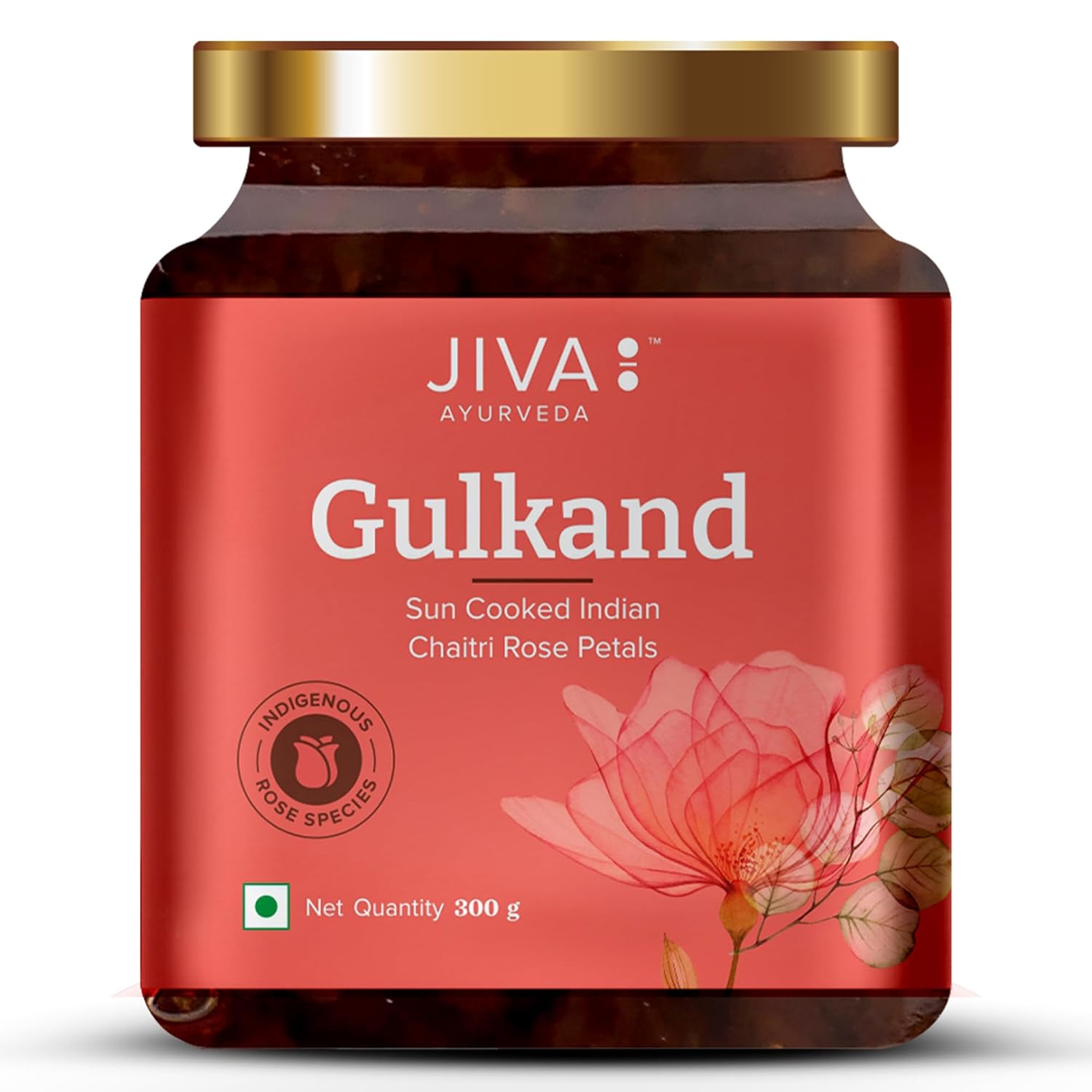 Jiva Ayurveda Gulkand Sun-Cooked Chaitri Rose Petal Preserve 300g Pack of 1 Natural Coolant