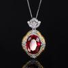 Jewelry Copper Bottom Gold-Plated Simulation Red Corundum Blue Spinel Temperament Retro Pendant 15 * 20