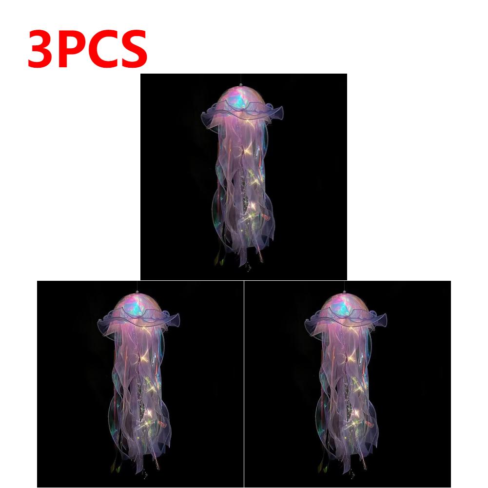 Gradient Jellyfish LED Night Light Handmade Pendant Lamp Colorful Hanging Light for Indoor Outdoor Garden Festival Decoration