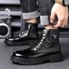 Fashion Casual Leather Ankle Boots Man Round Toe Motocross Boots Outdoor Plus Velvet High Top Shoes Warm Plush Fur Winter Boots for Men