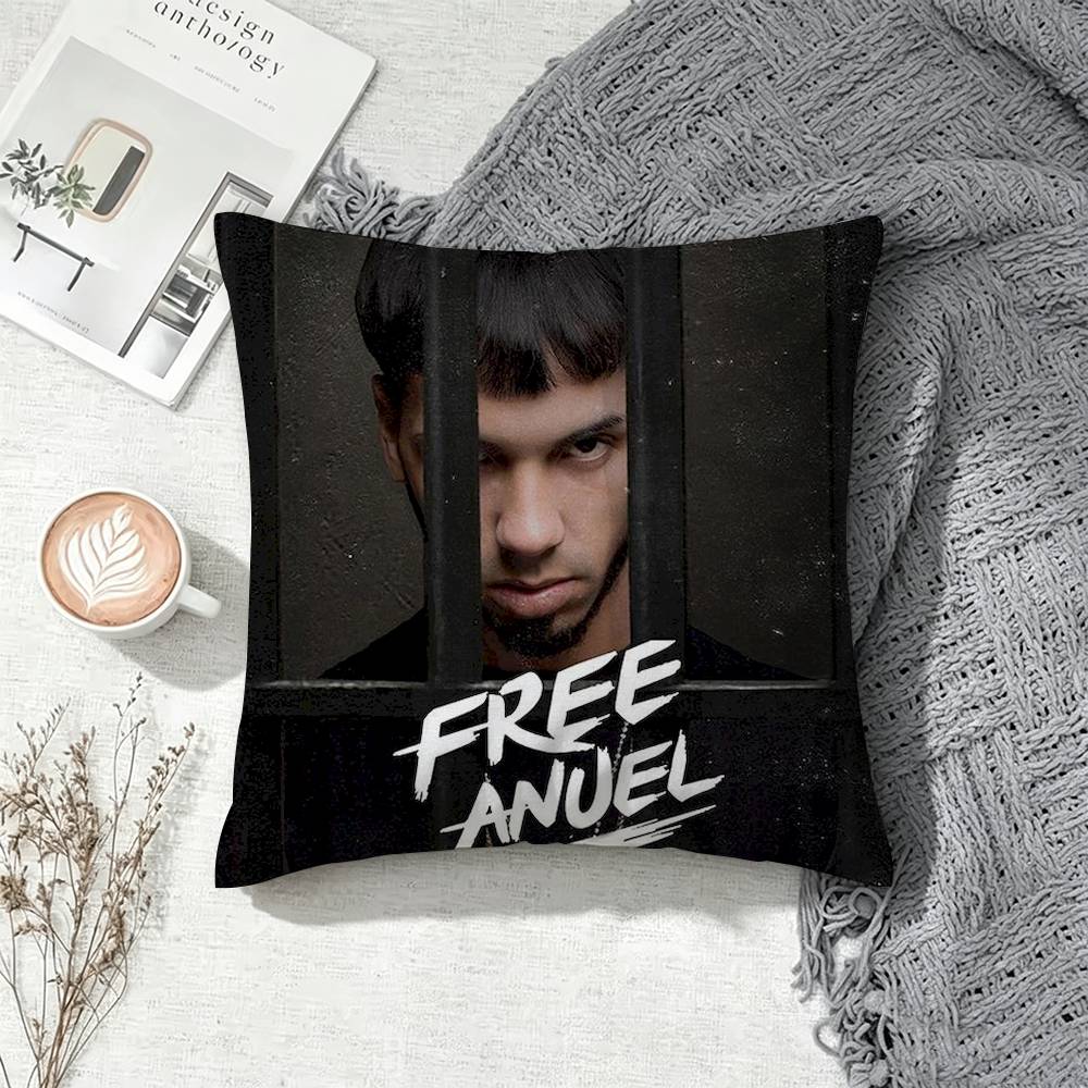 Top Rapper Anuel AA Square Double-Sided Printed Pillow Case Sofa Cushion Cover Bedroom Bedside Decor