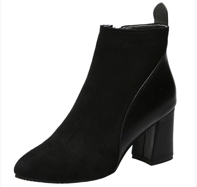 Modische weiße Stiefeletten für Damen 2024 Seitenreißverschluss Stretch Mittelhoher Absatz Große Größe Kurzer Stiefel Modische spitze Schuhe Botas De Mujer