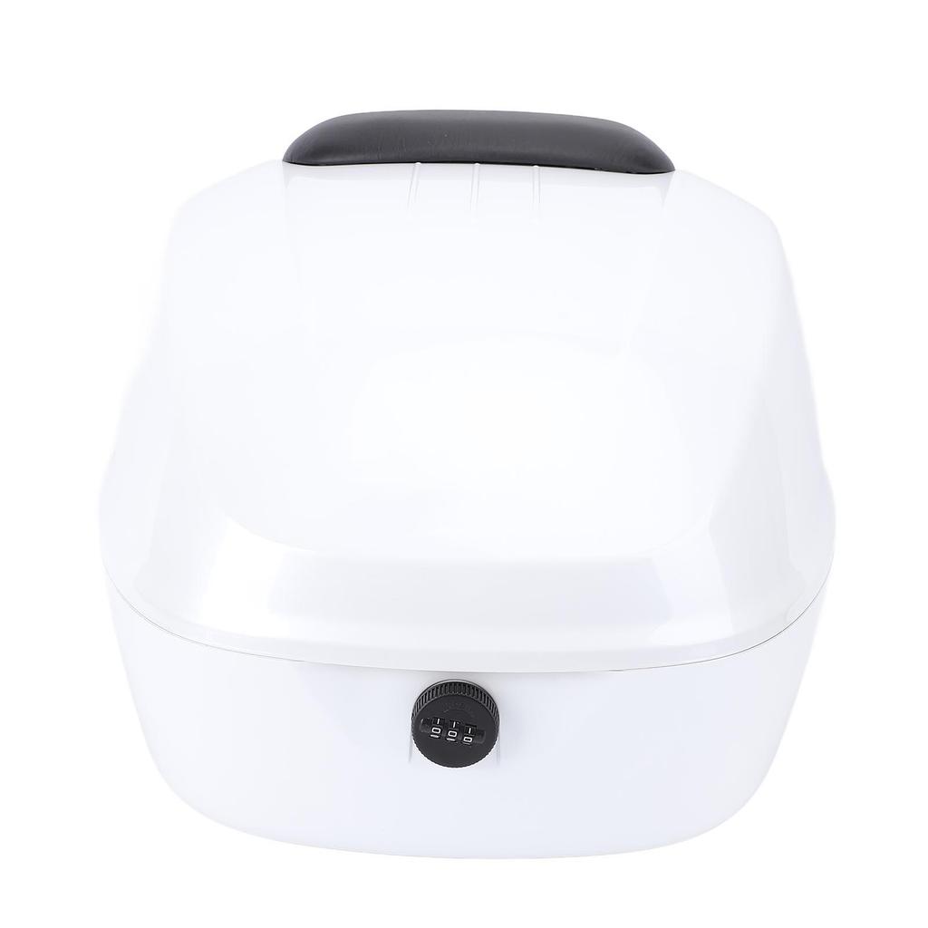 Motorcycle Top Case with Combination Lock ABS Waterproofing Tail Box Carrier Case for Electric Bike Scooter White