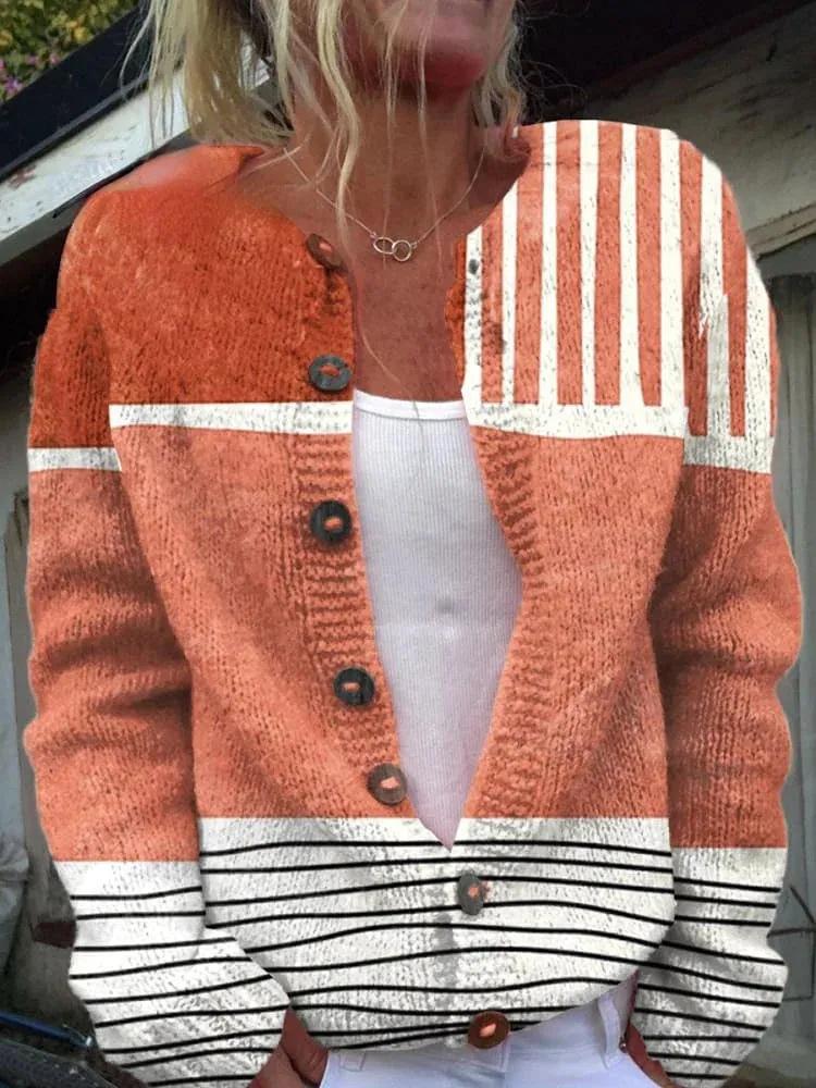 2026 Foreign Trade New 3D Digital Printing Cardigan Knitted Jacket Women's Clothing Early Spring and Autumn Factory Wholesale