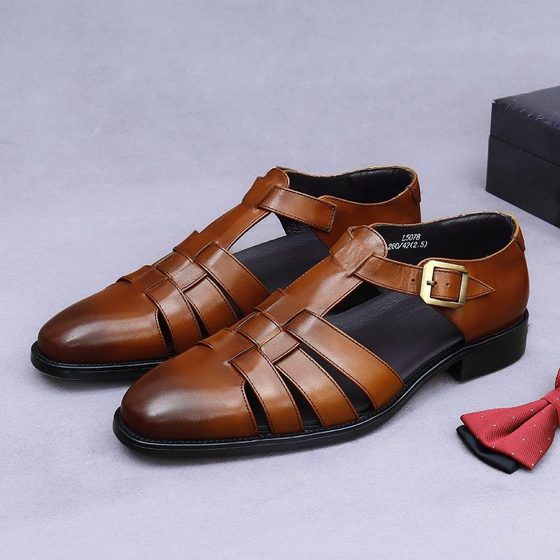 Fashion Summer New Top Layer Cowhide Genuine Leather Sandals Fashionable Casual Comfortable Shoes for Men