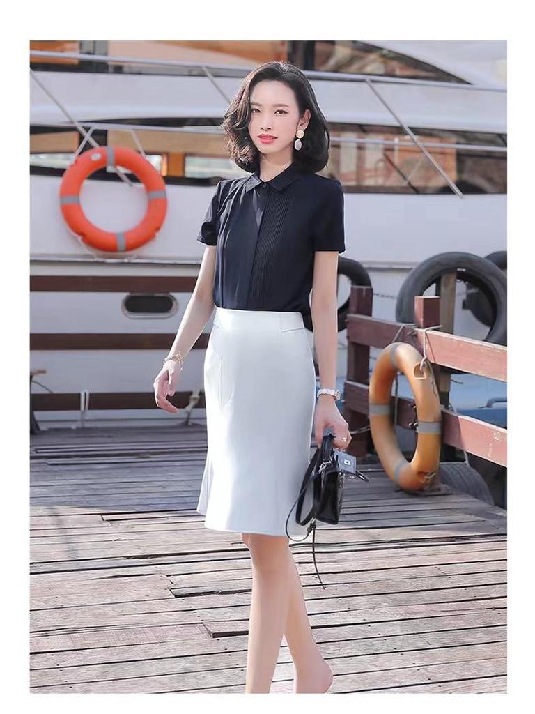 Women's Professional Short Sleeve Chiffon Shirt - Summer Formal Wear