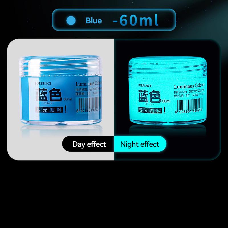 BORRENCE Fluorescent Pigment Luminous Paint 20/60ml 8 Colors Hand-Painted Graffiti DIY Glow-in-the-dark Waterproof Acrylic Paint