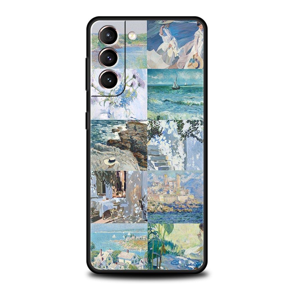 

Чехол для телефона Claude Monet Art для Samsung Galaxy S24 S23 Ultra S22 S21 S20 FE 5G S10 S10E S9 Plus S8 силиконовый черный чехол-бампер Samsung S8
