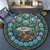 Ocean Treasure Glass Round Area Rug Under Office Chairs Bedroom Living Room Home Decor