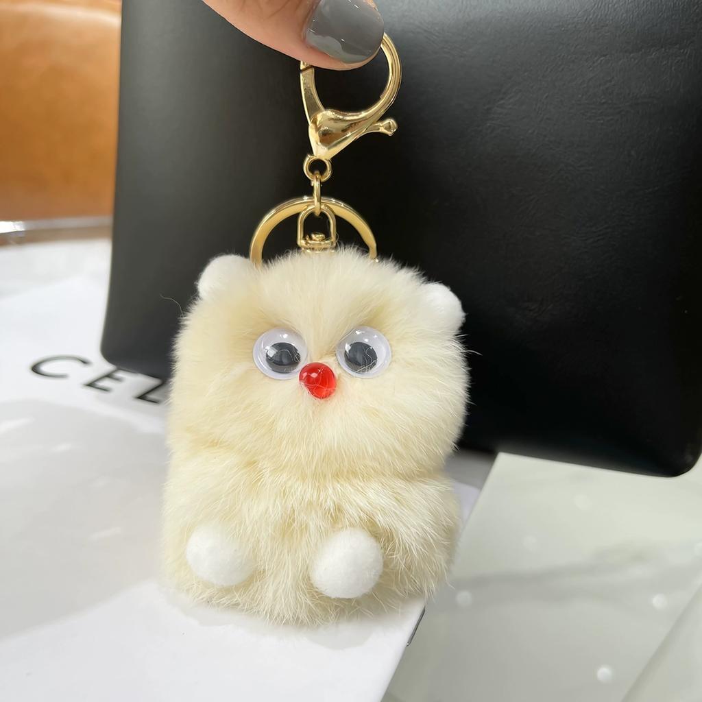 Internet celebrity ugly cute Rex rabbit hair little monster car hairball keychain pendant cute plush doll book bag pendant