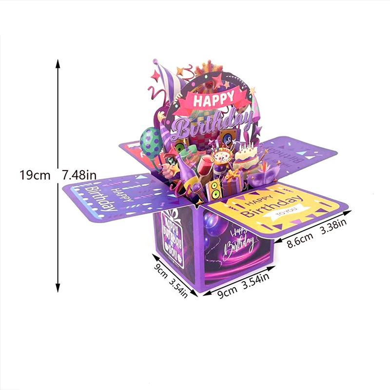 3D Pop Up Gratulerer med dagen-kort Gave Gratulasjonskort Til Bursdag Med Konvolutt Velsignelse Postkort Festgaver