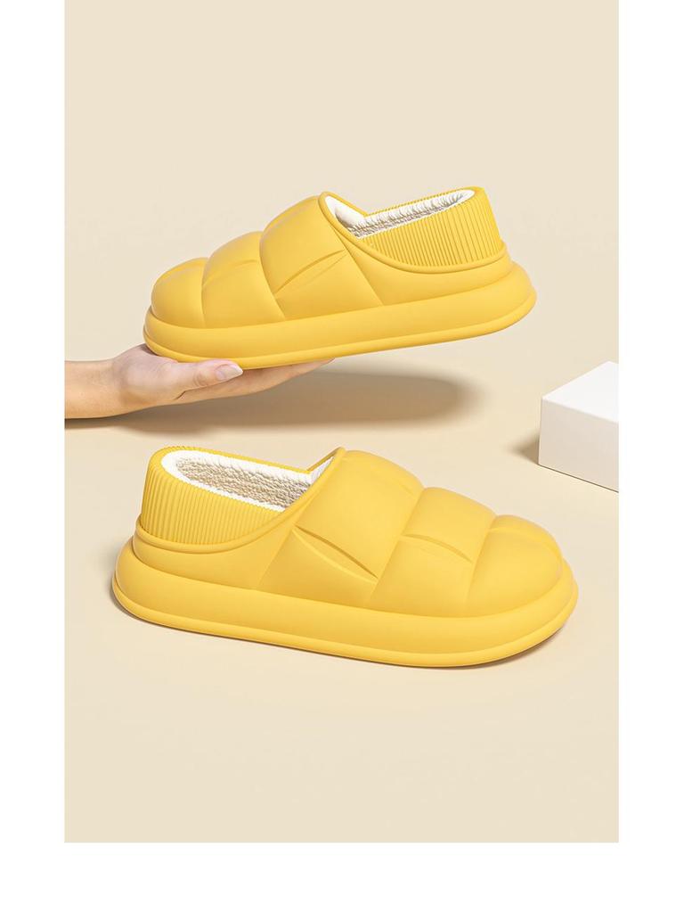 Men's and Women's Waterproof Cotton Slippers: 2024 Autumn/Winter Non-Slip Wrap-Heel, Plus Velvet for Indoor Warmth.