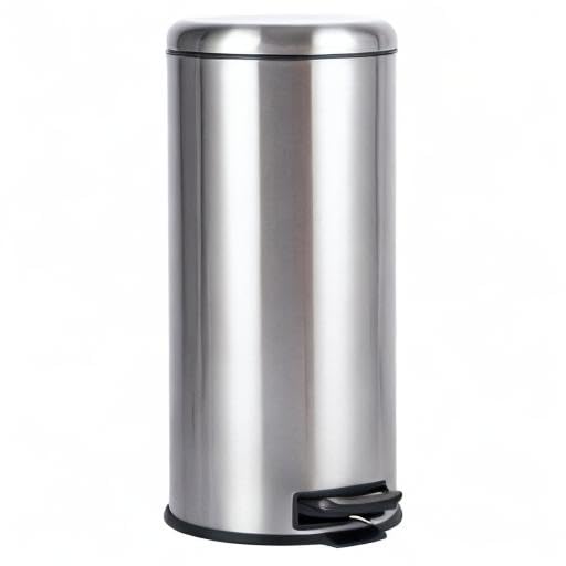 Amazon Basics Round Pedal Stainless Steel Trash Can, 30L, Satin