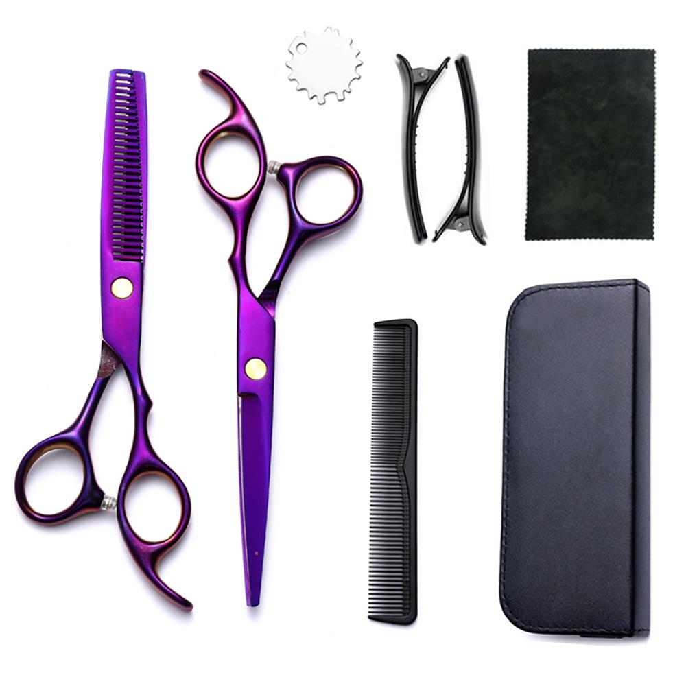 Hairdressing Scissors Set: Colored Straight-Tooth & Thinning Bangs Scissors for Professional Stylists