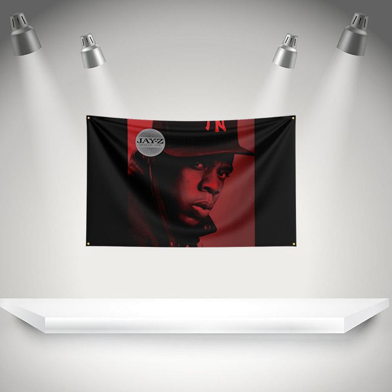 THE J-jay-z Flag Rock Music Band Banner HD Printing Tapestry Exhibition, Music Band Fans, Garage Decor