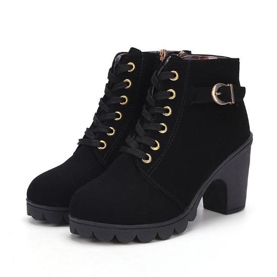 New Style Round Toe Thick Heel Lace Up Women's Boots Casual and Comfortable Thick Soled Riding Boots Shoes High