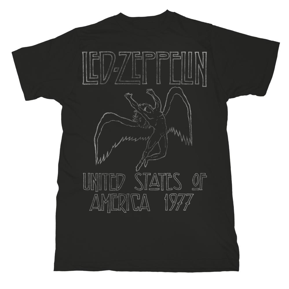 

Черная футболка унисекс Led Zeppelin Usa Tour 77 Classic Rock Merch Us 1977