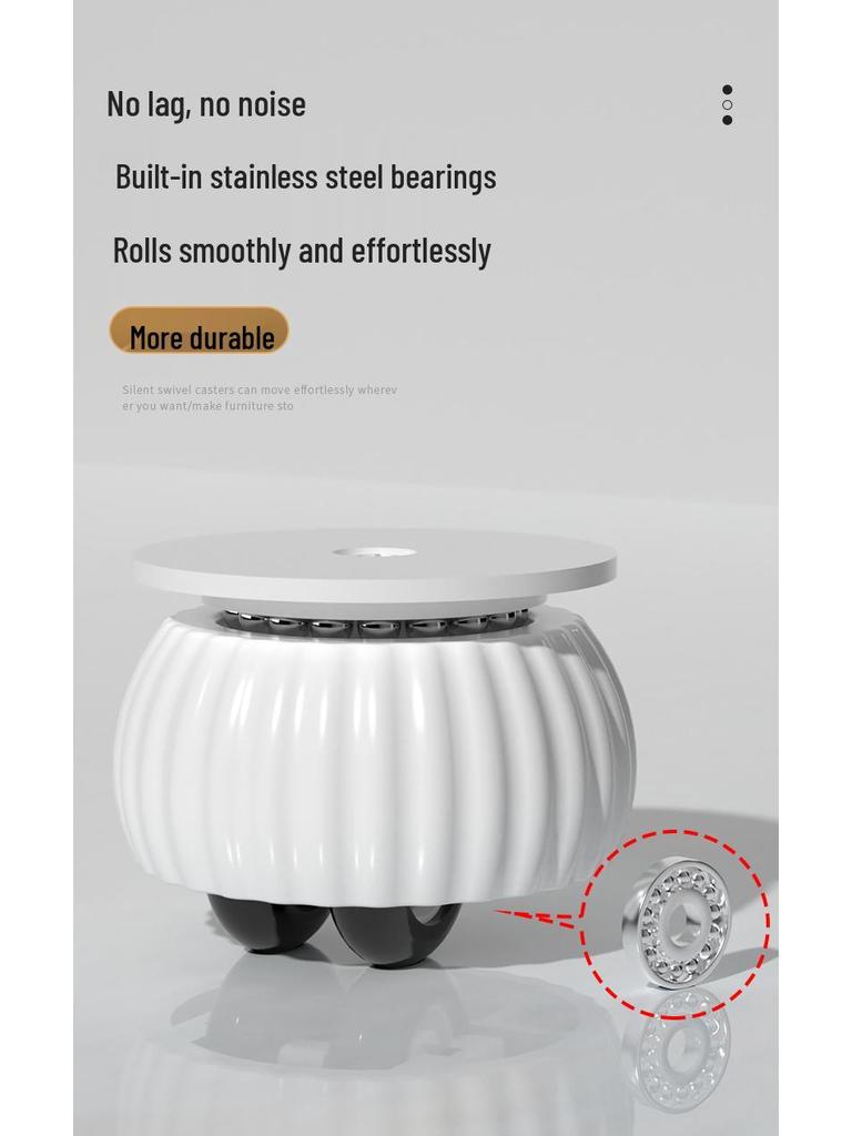 Adhesive 360° Swivel Furniture Wheel - Silent Roller for Bedside Tables