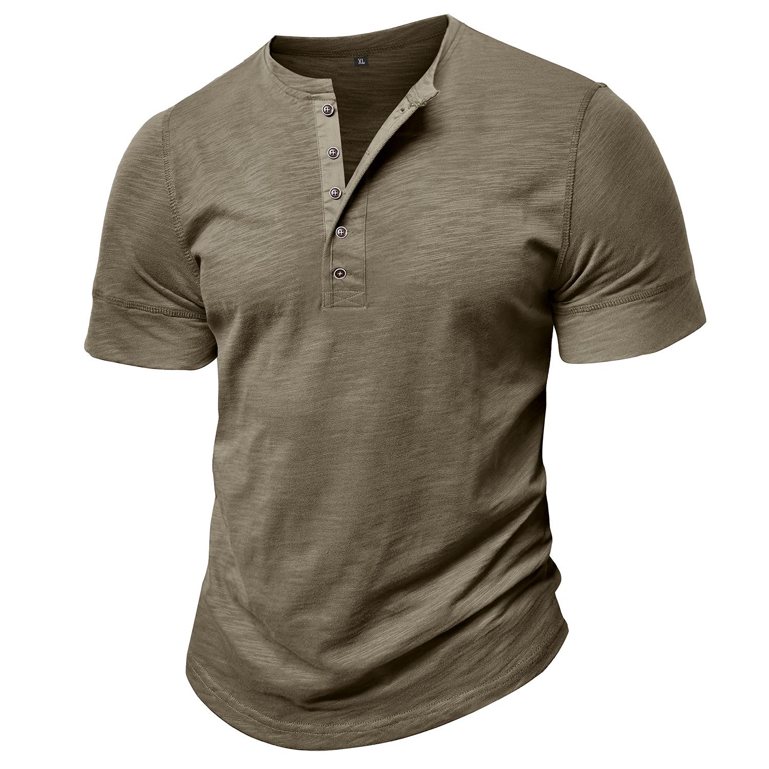 

Мужские футболки с воротником-хенли и короткими рукавами, хлопковые рубашки-поло, однотонные повседневные топы 3XL