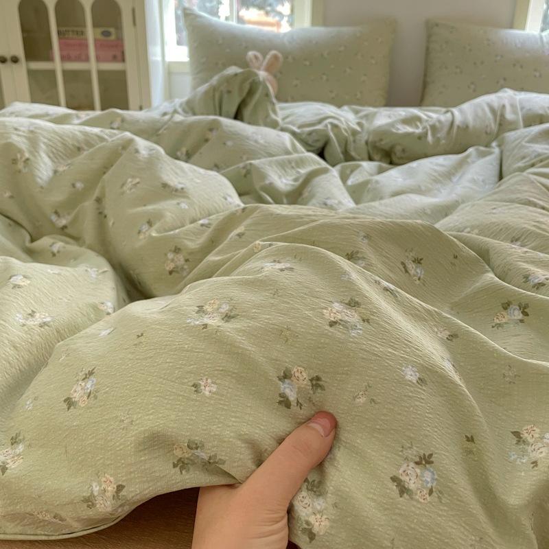 Korean Girls Strawberry Bedding Sets Bed Sheet Duvet Cover with Pillowcase Queen King Size Quilt Cover Set Soft Bed Linen Set