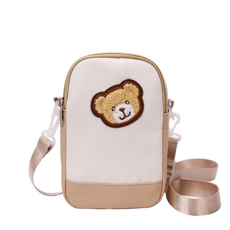 Adorable Korean Style Corduroy Cute Bear Crossbody Bag For Soft Girls In Casual Urban Look белый