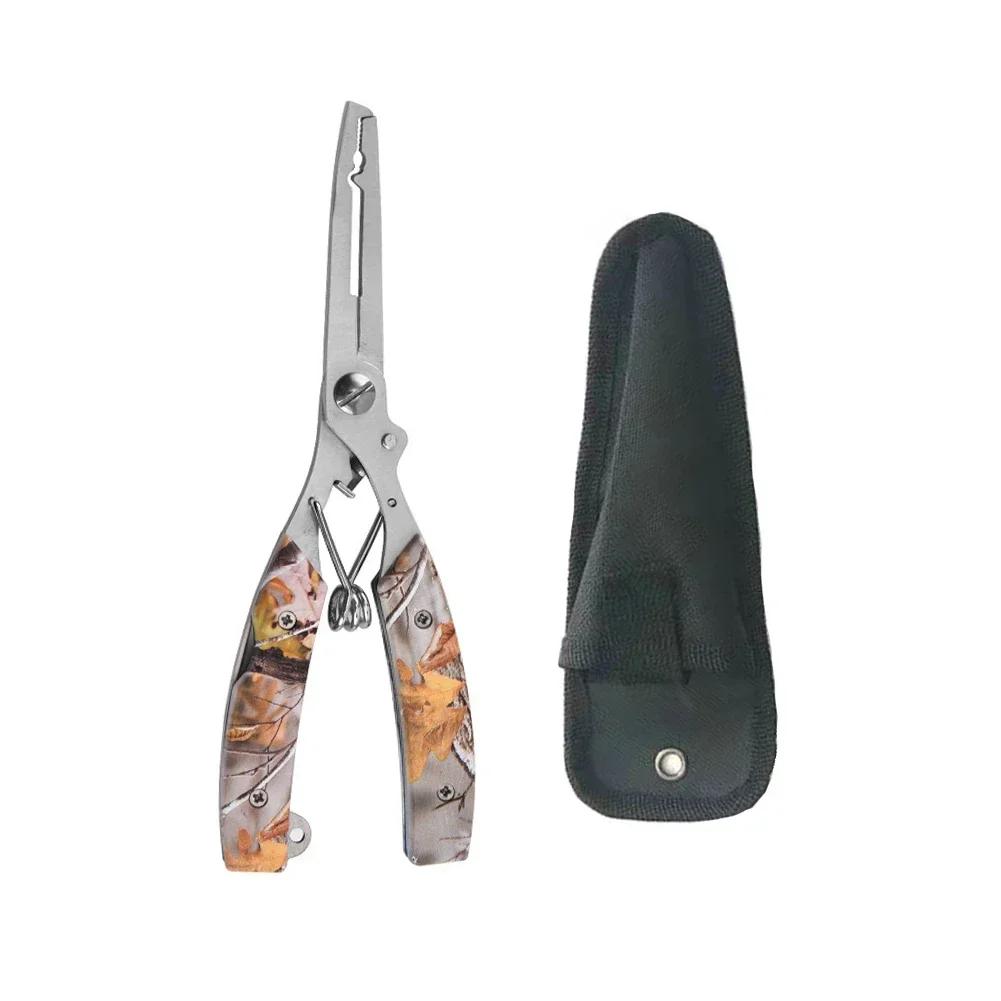 

Пассатижи для приманок Камуфляжные Изогнутые губки Нержавеющая сталь Ножницы Пассатижи для контроля рыбы с ножом Инструменты для рыбалки для резки лески и открытия стальных колец