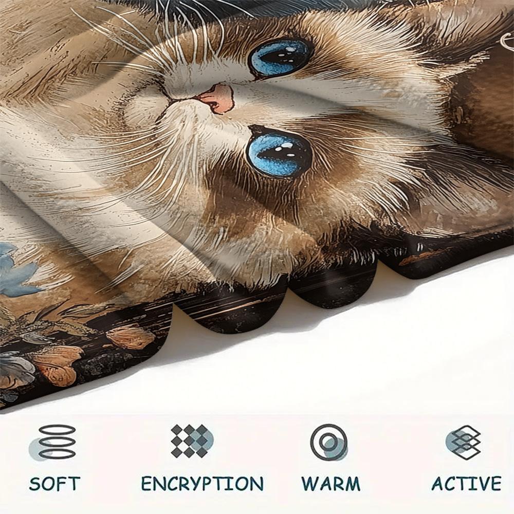 Coperta in Flanella con Stampa di Due Gatti, Alta Qualità, Confortevole per Tutte le Stagioni, Arredamento per la Casa, Calore e Comfort