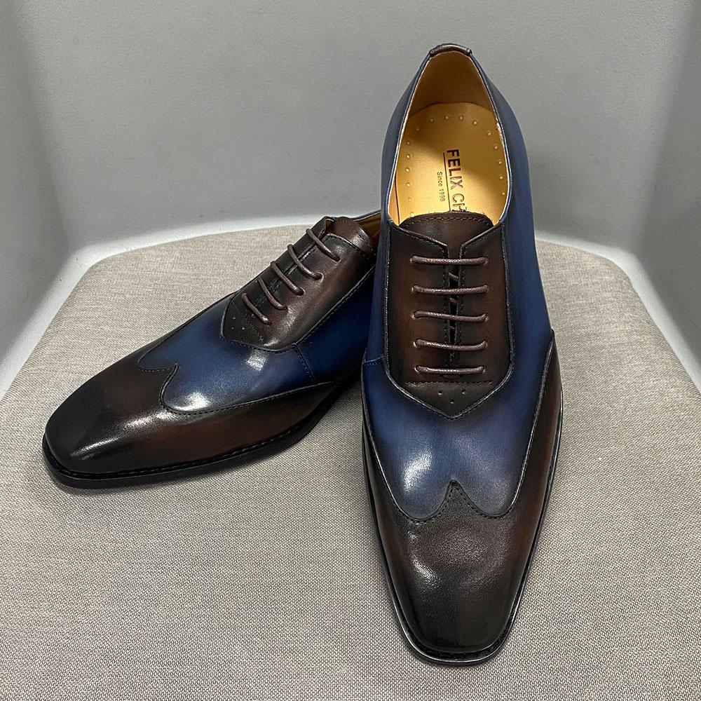 Fashion Mens Dress Shoes Lace-up Classic Style Wingtip Oxford Shoes for Men Luxury Cow Leather Handmade Business Designer Wedding Shoes