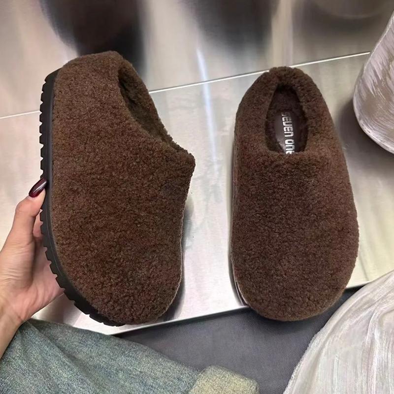 Winter Slippers for Women Plush Warm Cotton Slipper Leopard Design Platform Slides Winter Casual Mules Slides Lady Cotton Slides