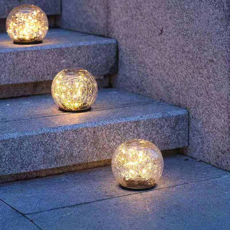 Solar-Powered Glass Crackle Light - Outdoor Garden Decoration, Creative Hanging Mason Jar for Christmas & Wishing Lights